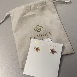 Kendra Scott red and gold star earrings